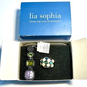 Lia Sophia Green and Purple Pendant with Ring